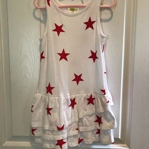 Fourth of July Red Glitter Stars Sleeveless Dress!